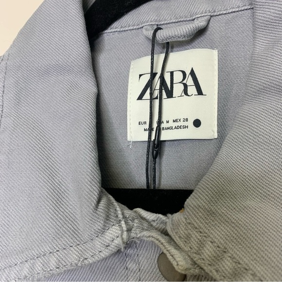 Zara Grey Womens Cropped Wash Denim Vest Size Medium - Picture 7 of 9